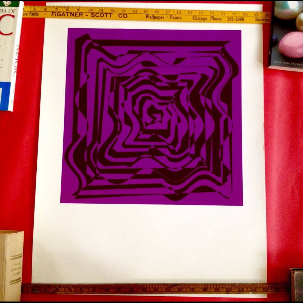 Vintage Original Op Art Print by Vera Molnar